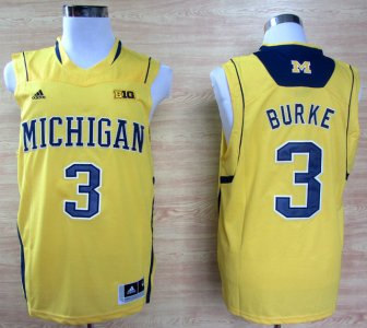 Maillot De Basket NCAA Michigan Wolverines Trey Burke 3 Big 10 Patch Basketball Authentique Jaune